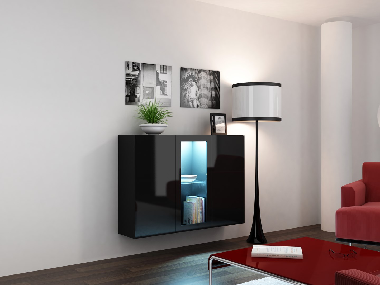 Cama Sideboard VIGO 90/120/38 black/black glossy Cama Sideboard VIGO 90/120/38 black/black glossy