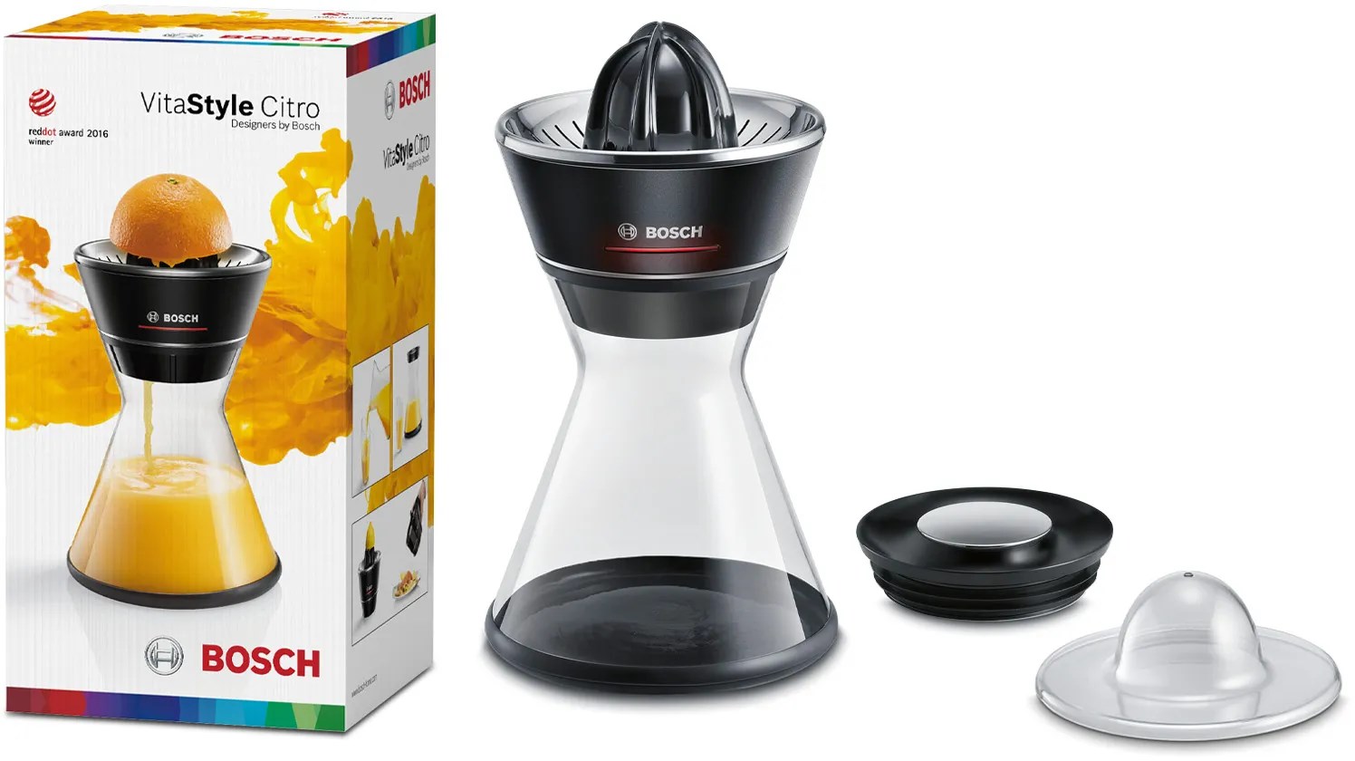 Bosch MCP72GPB citrus press Plastic, Stainless steel Black, Transparent Bosch MCP72GPB citrus press Plastic, Stainless steel Black, Transparent