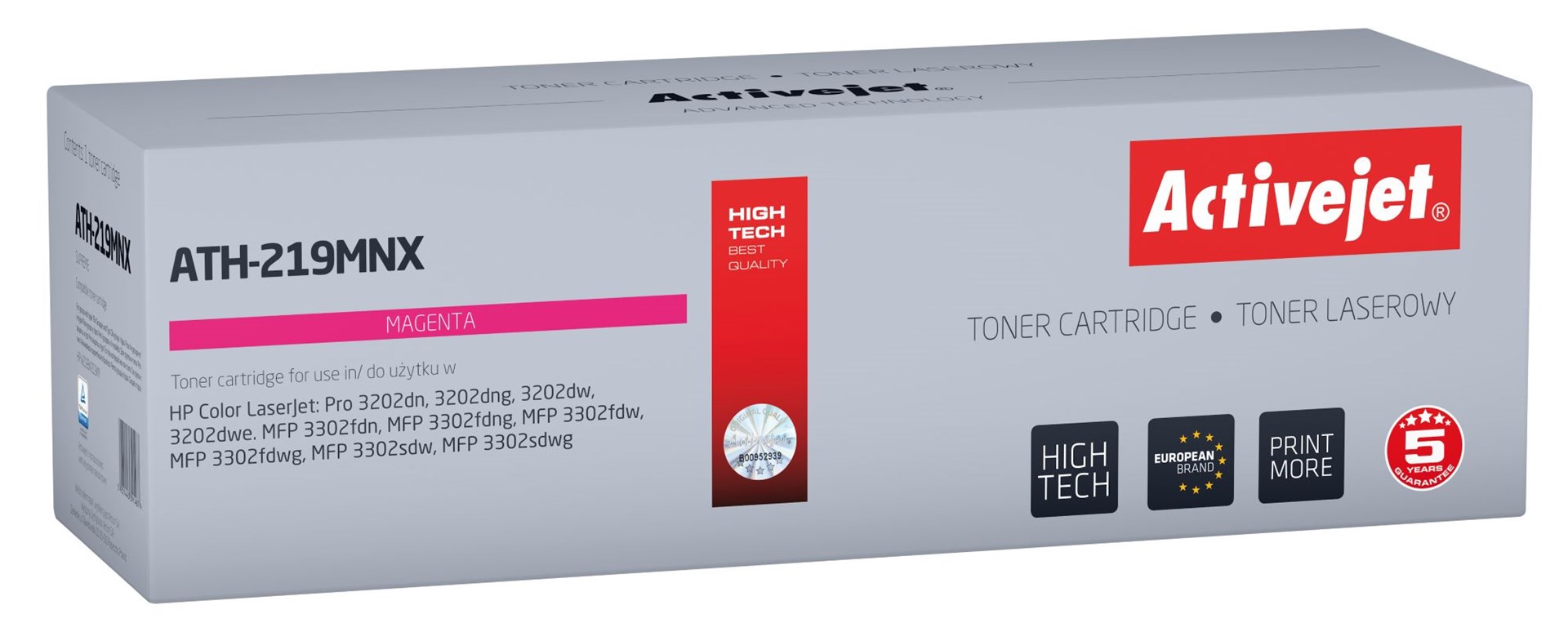 Activejet ATH-219MNX Toner for HP printer, replacement HP 219X W2193X; Supreme; 2500 pages; magenta, with chip Activejet ATH-219MNX Toner for HP printer, replacement HP 219X W2193X; Supreme; 2500 pages; magenta, with chip