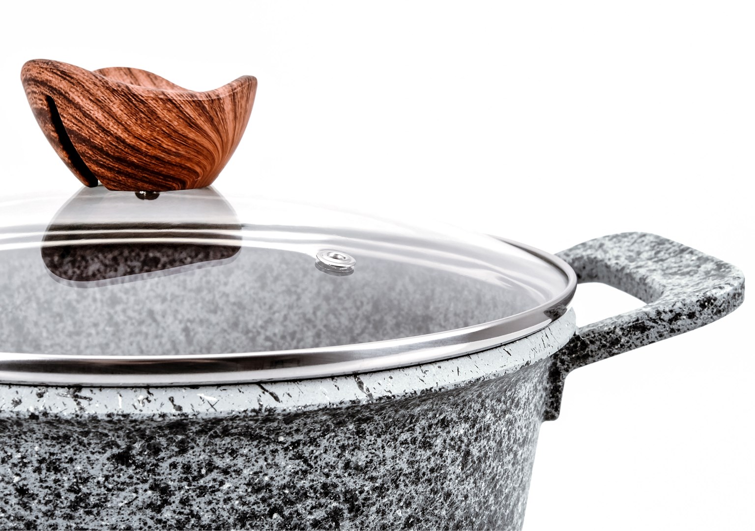 PROMIS Set of pots GRANITE, saucepan 16 cm, pots 20,24,28 brown handles PROMIS Set of pots GRANITE, saucepan 16 cm, pots 20,24,28 brown handles