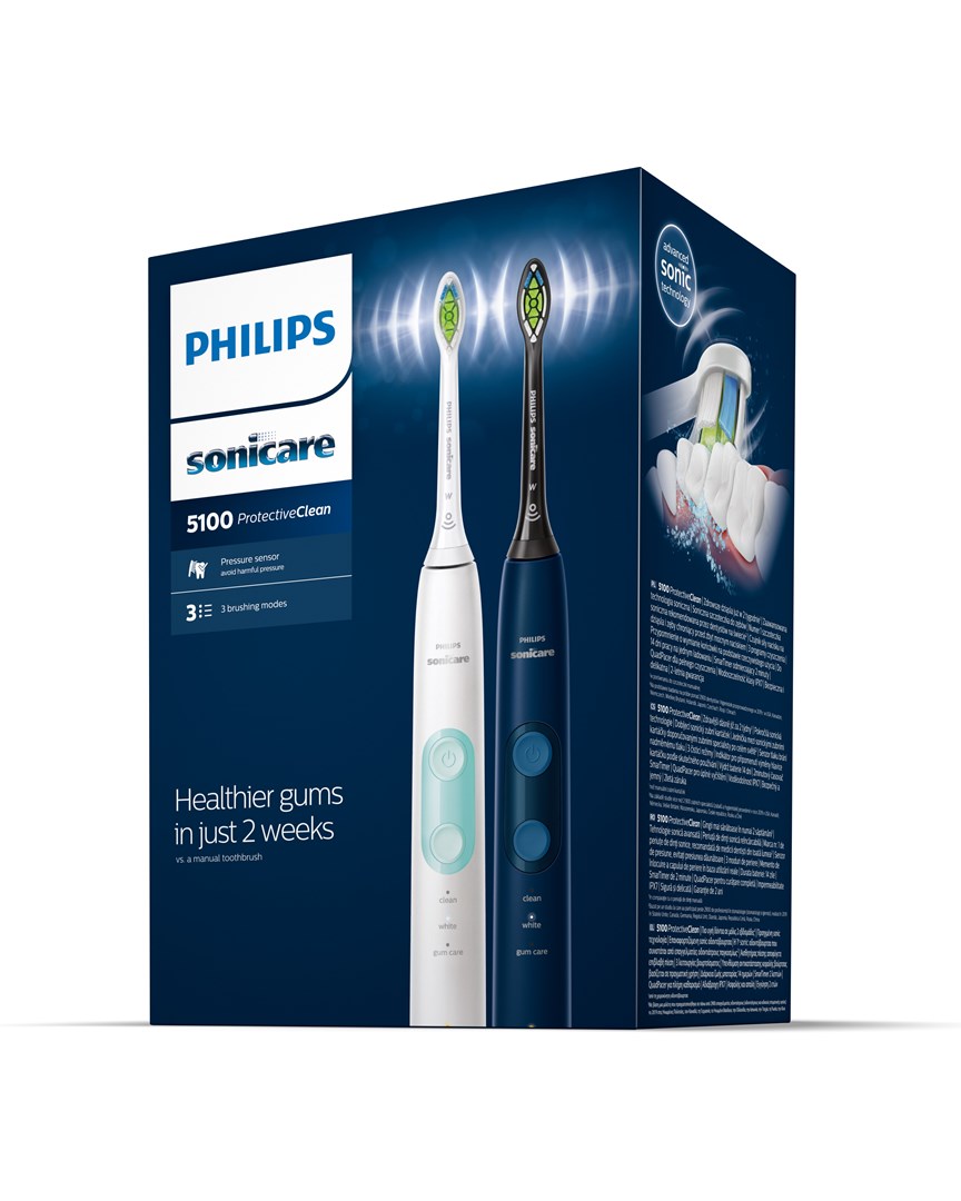 Philips Sonicare ProtectiveClean 5100 ProtectiveClean 5100 HX6851/34 2-pack sonic electric toothbrushes with accessories Philips Sonicare ProtectiveClean 5100 ProtectiveClean 5100 HX6851/34 2-pack sonic electric toothbrushes with accessories
