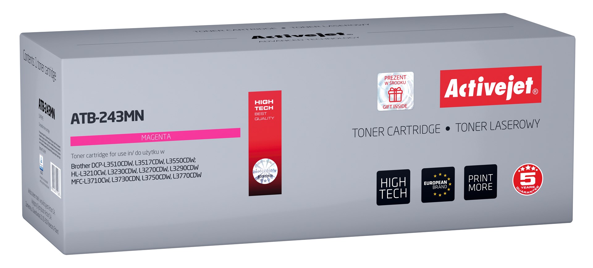 Activejet ATB-243MN toner (replacement for Brother TN-243M; Supreme; 1000 pages; magenta) Activejet ATB-243MN toner (replacement for Brother TN-243M; Supreme; 1000 pages; magenta)