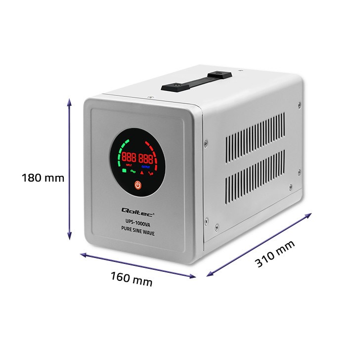 Qoltec Pure Sine Wave UPS | 1000VA | 700W | Grey Qoltec Pure Sine Wave UPS | 1000VA | 700W | Grey