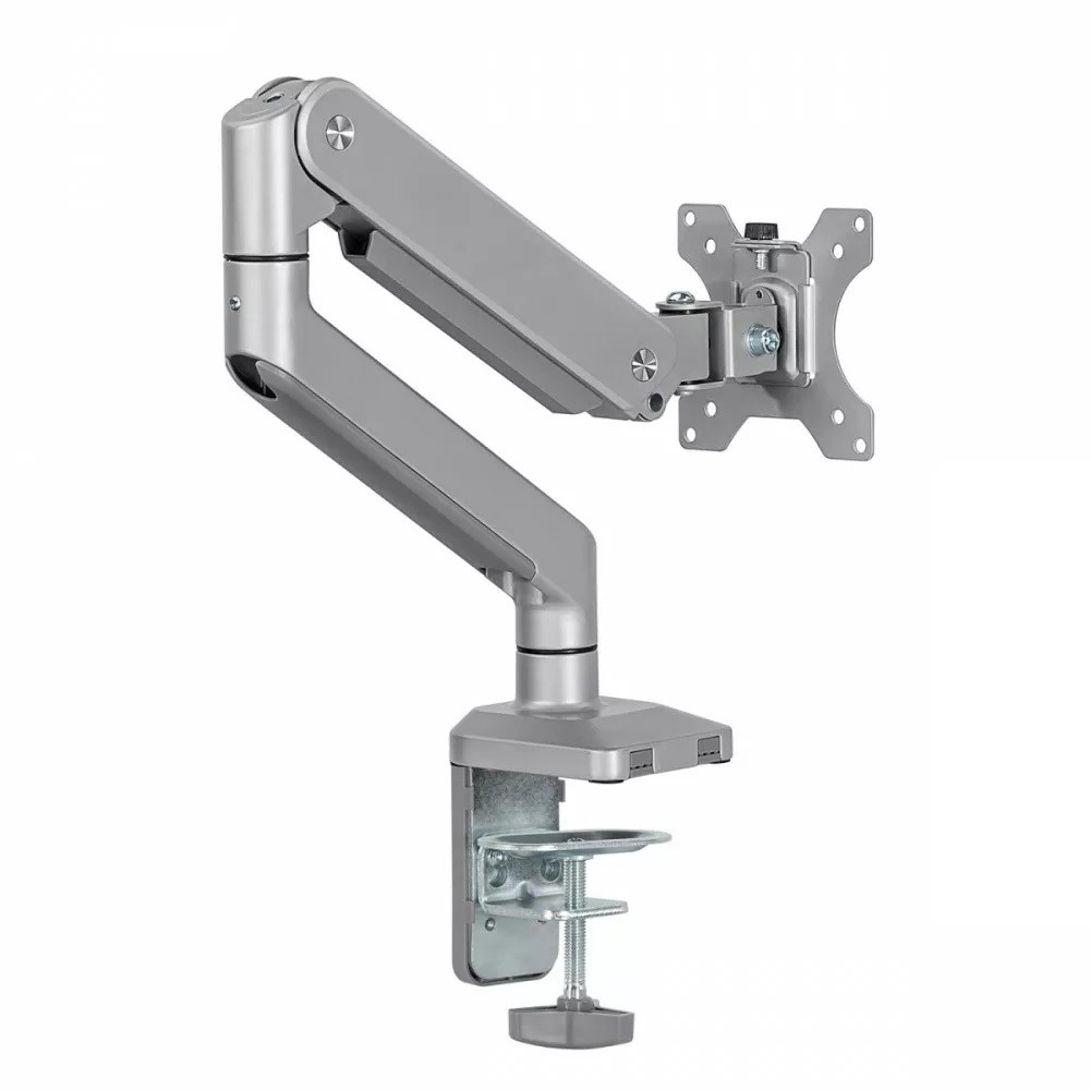 Ergo Office Aluminium Monitor Mount with Gas Spring, Double Arm, VESA 75x75/100x100, 17"-32" 10 kg Silver, ER-447 Ergo Office Aluminium Monitor Mount with Gas Spring, Double Arm, VESA 75x75/100x100, 17"-32" 10 kg Silver, ER-447