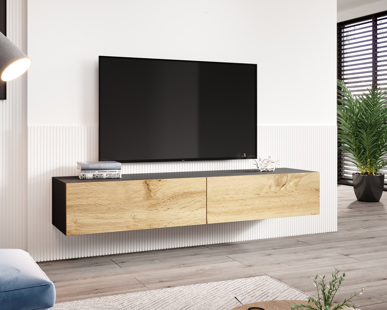 Cama TV Stand VIGO '180' 30/180/40 black/wotan oak Cama TV Stand VIGO '180' 30/180/40 black/wotan oak