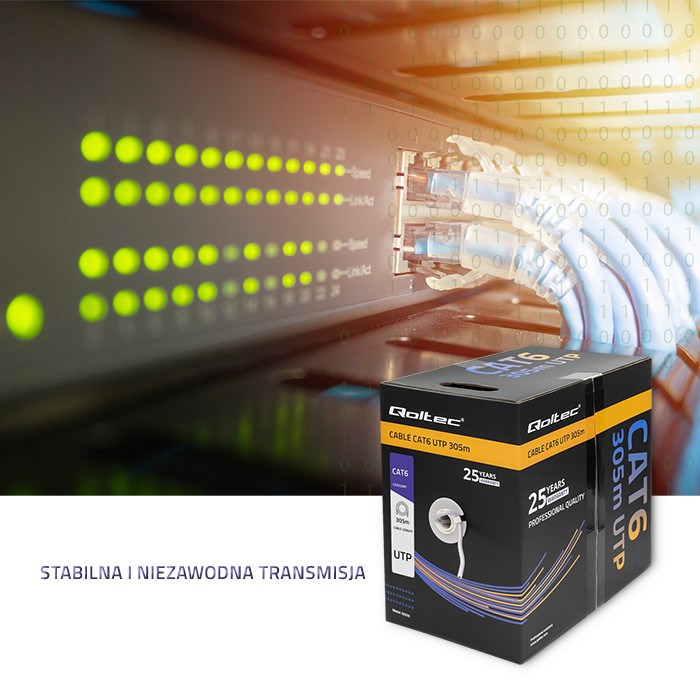 Qoltec 50359 UTP network cable| CAT6 | 305m | PVC grey Qoltec 50359 UTP network cable| CAT6 | 305m | PVC grey
