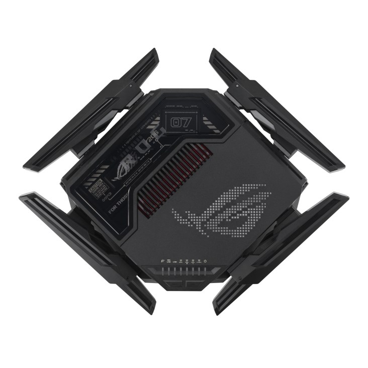 ASUS ROG Rapture GT-BE98 wireless router 10 Gigabit Ethernet Quad-band (2.4 GHz / 5 GHz-1 / 5 GHz-2 / 6 GHz) Black ASUS ROG Rapture GT-BE98 wireless router 10 Gigabit Ethernet Quad-band (2.4 GHz / 5 GHz-1 / 5 GHz-2 / 6 GHz) Black