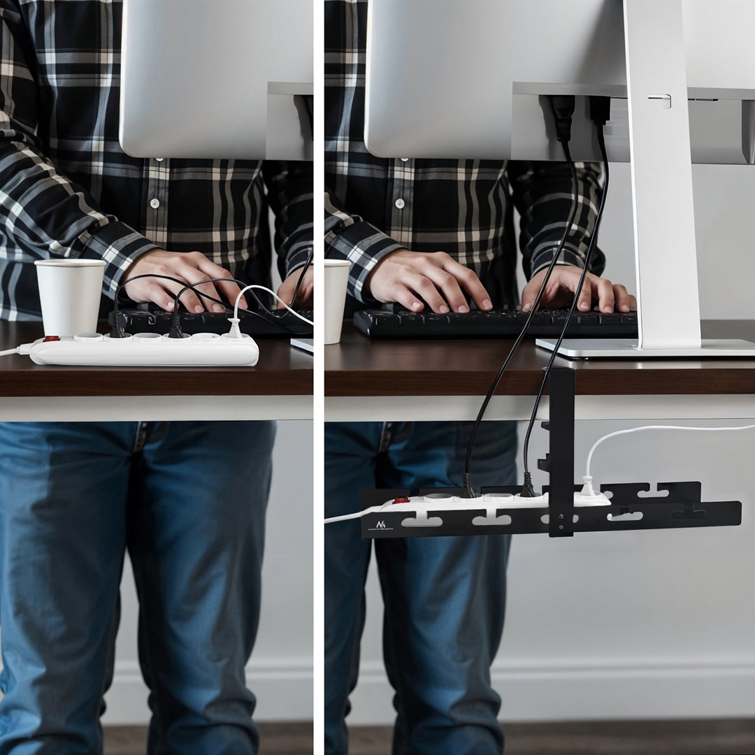 Maclean under-desk cable organizer, max load 5kg, black, MC-105 B Maclean under-desk cable organizer, max load 5kg, black, MC-105 B
