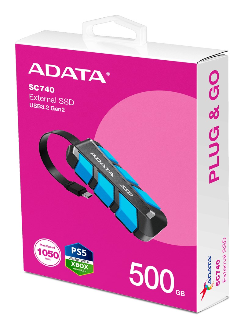 ADATA SC740 500 GB USB Type-C 3.2 Gen 2 (3.1 Gen 2) Black, Blue ADATA SC740 500 GB USB Type-C 3.2 Gen 2 (3.1 Gen 2) Black, Blue