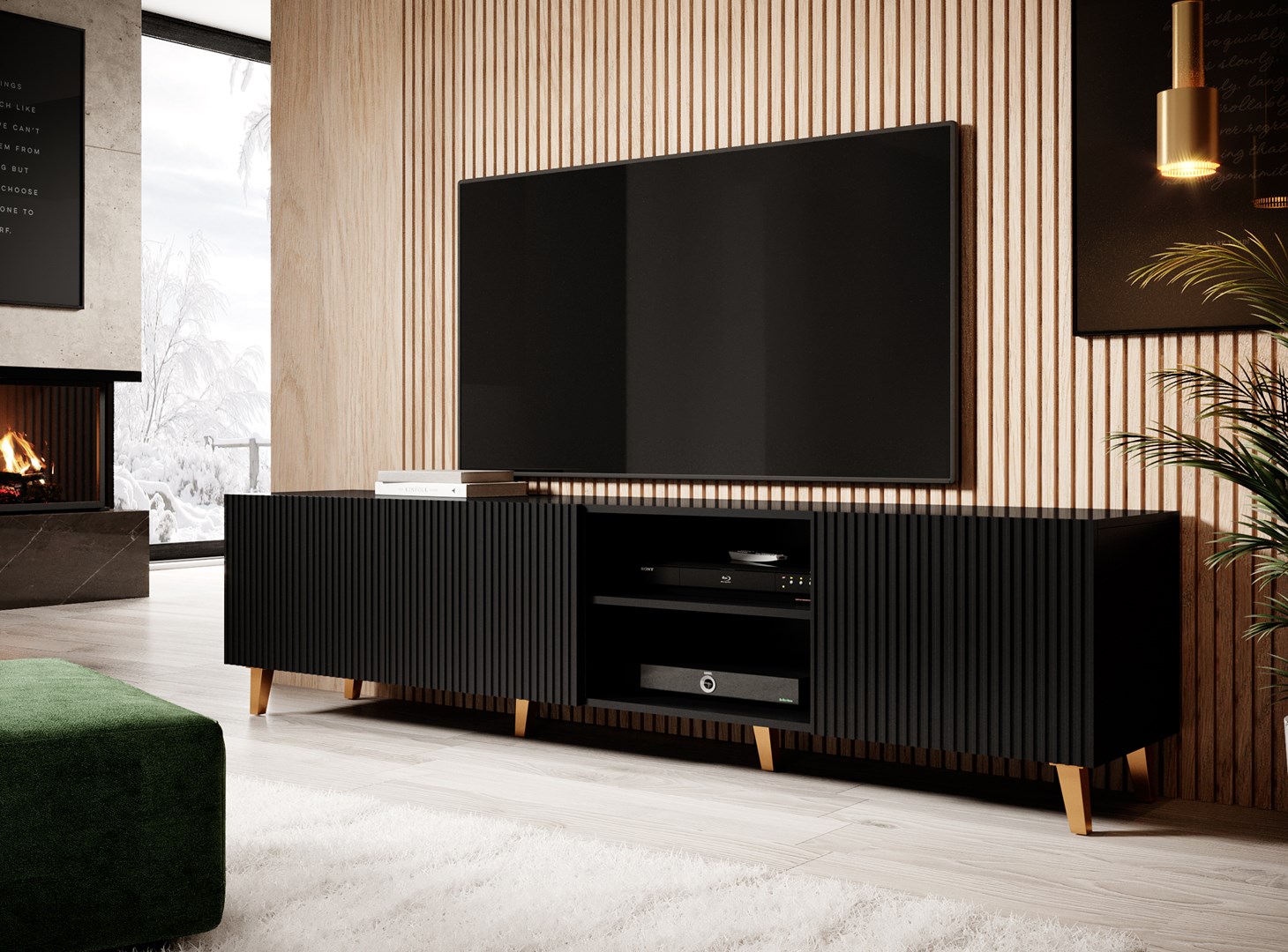 Cama RTV cabinet PAFOS 200x42x52 Black matt Cama RTV cabinet PAFOS 200x42x52 Black matt