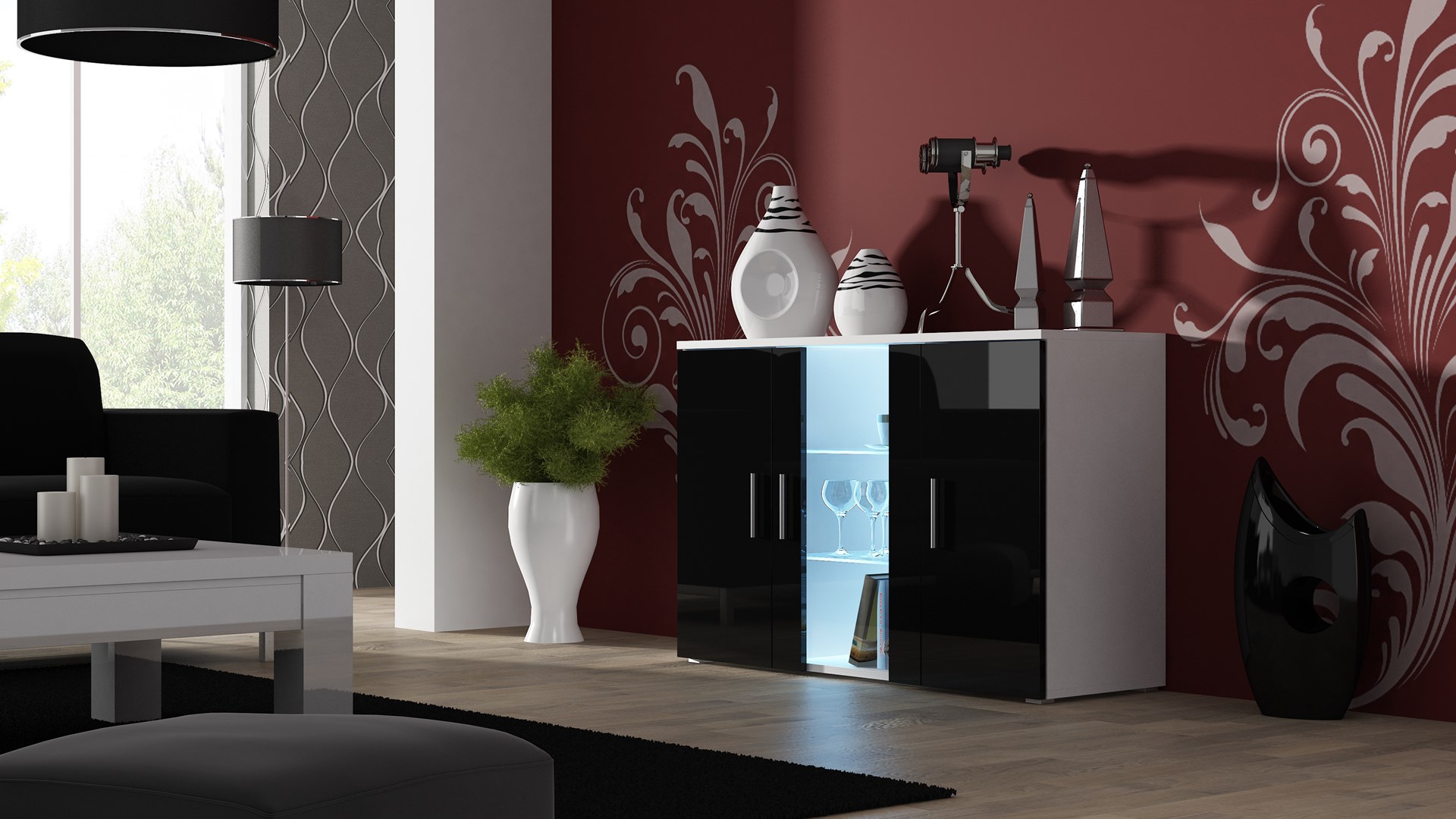 Cama sideboard 120 cm SOHO S7 white/black gloss Cama sideboard 120 cm SOHO S7 white/black gloss