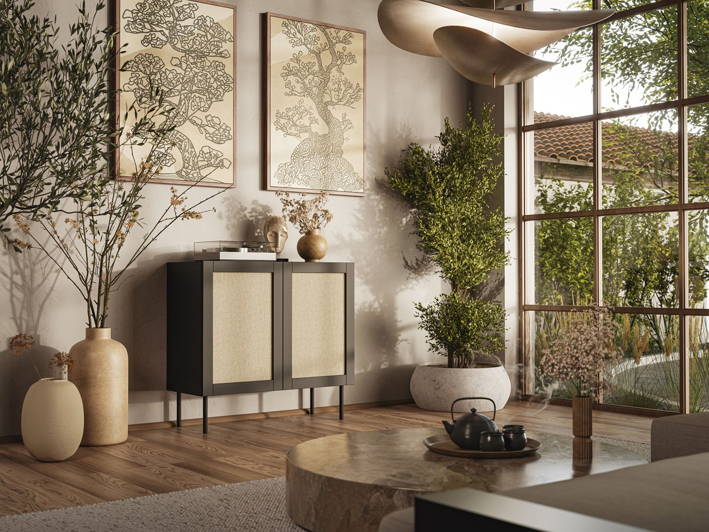 JUTA 2D chest of drawers 100x39.5x90 black + linol calabria JUTA 2D chest of drawers 100x39.5x90 black + linol calabria