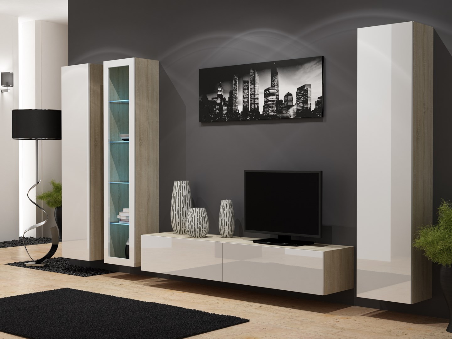 Cama Full cabinet VIGO '180' 180/40/30 sonoma/white gloss Cama Full cabinet VIGO '180' 180/40/30 sonoma/white gloss