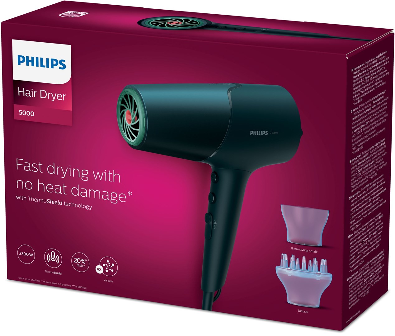 Philips 5000 series BHD512/00 hair dryer 2300 W Navy Philips 5000 series BHD512/00 hair dryer 2300 W Navy
