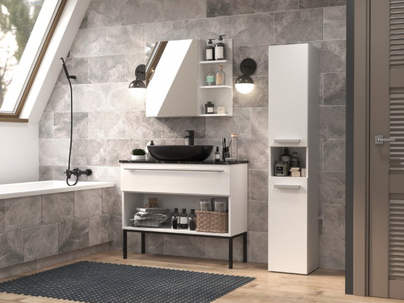 Bathroom cabinet NEL I 31x30x174 cm, matt white Bathroom cabinet NEL I 31x30x174 cm, matt white
