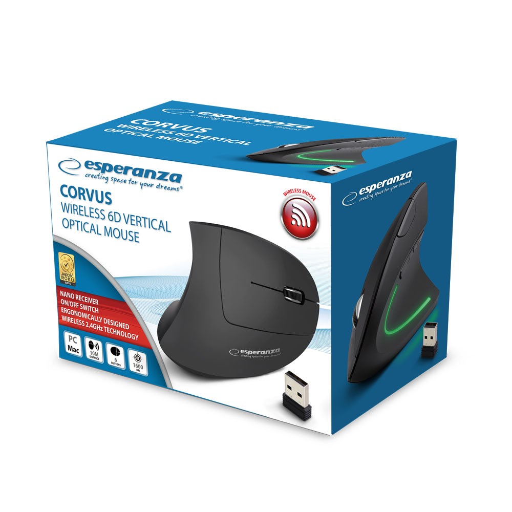 Esperanza EM133 Mouse RF Wireless Optical 1600 DPI Esperanza EM133 Mouse RF Wireless Optical 1600 DPI