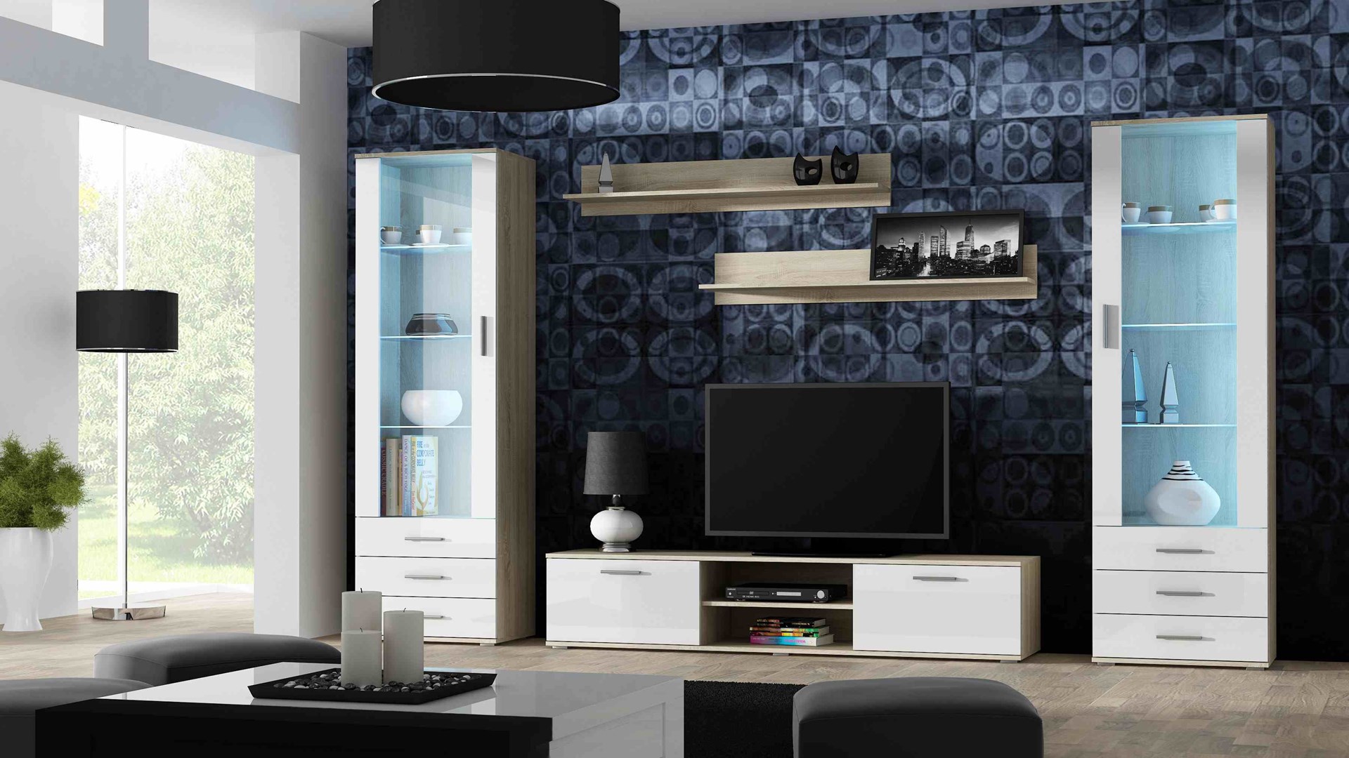 SOHO 4 set (RTV180 cabinet + 2x S1 cabinet + shelves) Sonoma oak/White gloss SOHO 4 set (RTV180 cabinet + 2x S1 cabinet + shelves) Sonoma oak/White gloss