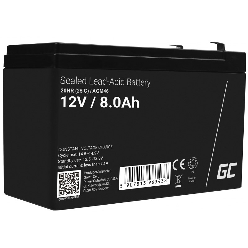Green Cell AGM46 industrial rechargeable battery Sealed Lead Acid (VRLA) 8000 mAh 12 V Green Cell AGM46 industrial rechargeable battery Sealed Lead Acid (VRLA) 8000 mAh 12 V