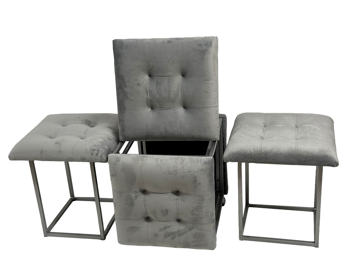 Puff-transformer 5in1 - 5 stools in 1 pouffe grey velvet Puff-transformer 5in1 - 5 stools in 1 pouffe grey velvet