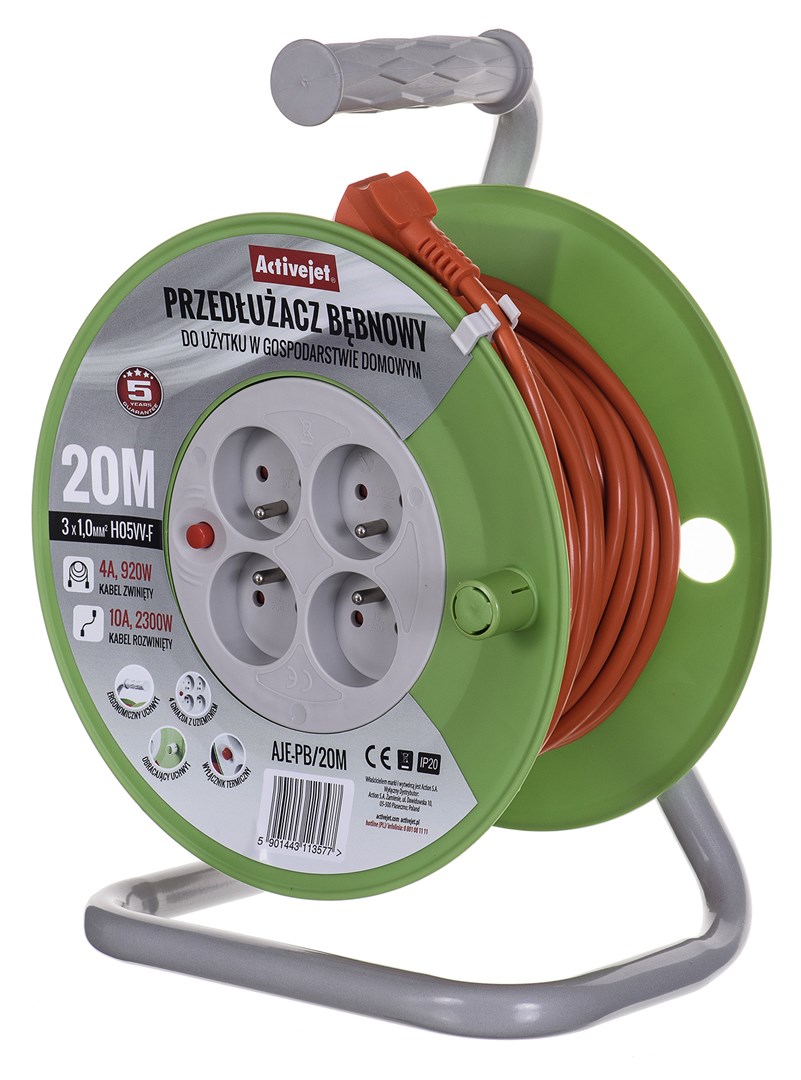 Activejet AJE-PB/20M reel extension cord 20m Activejet AJE-PB/20M reel extension cord 20m