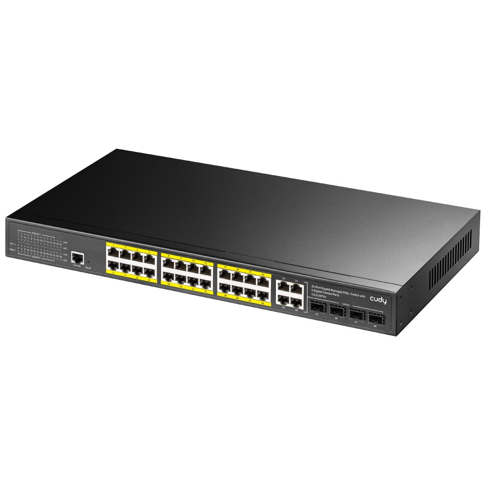Cudy GS2028PS4 Managed L2 Gigabit Ethernet (10/100/1000) Power over Ethernet (PoE) 1U Black Cudy GS2028PS4 Managed L2 Gigabit Ethernet (10/100/1000) Power over Ethernet (PoE) 1U Black