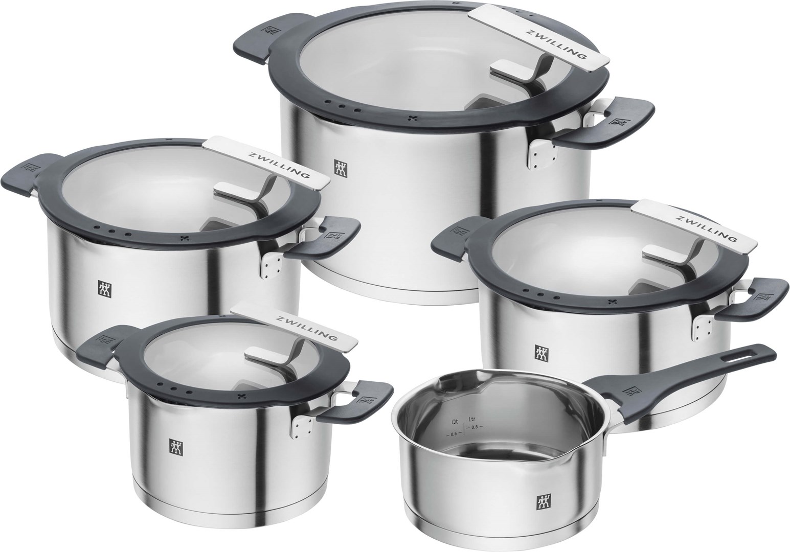 ZWILLING SIMPLIFY 66870-005-0 Pots set Stainless steel 5 pcs. Silver Black ZWILLING SIMPLIFY 66870-005-0 Pots set Stainless steel 5 pcs. Silver Black