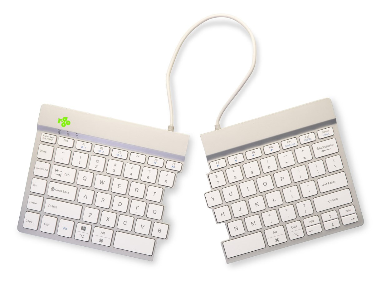 R-Go Tools Ergonomic keyboard R-Go Split Break with break software, ergonomic split keyboard, QWERTY (UK), Bluetooth, white R-Go Tools Ergonomic keyboard R-Go Split Break with break software, ergonomic split keyboard, QWERTY (UK), Bluetooth, white