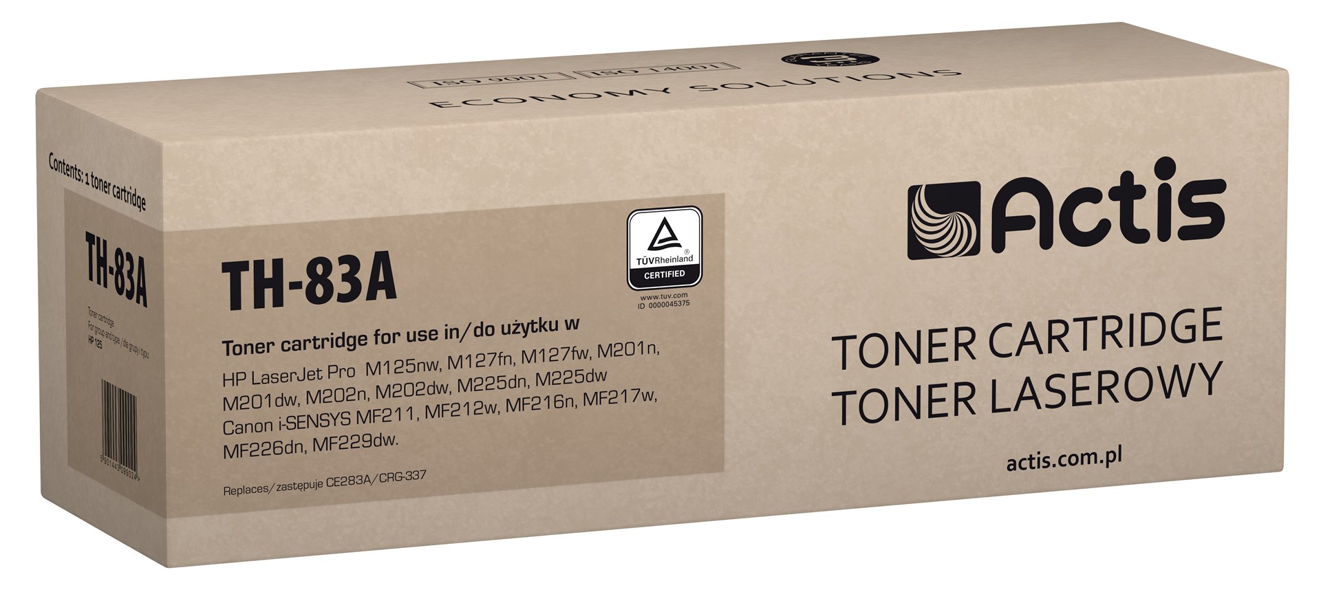 Actis TH-83A Toner (replacement for HP 83A CF283A, Canon CRG-737; Standard; 1500 pages; black) Actis TH-83A Toner (replacement for HP 83A CF283A, Canon CRG-737; Standard; 1500 pages; black)
