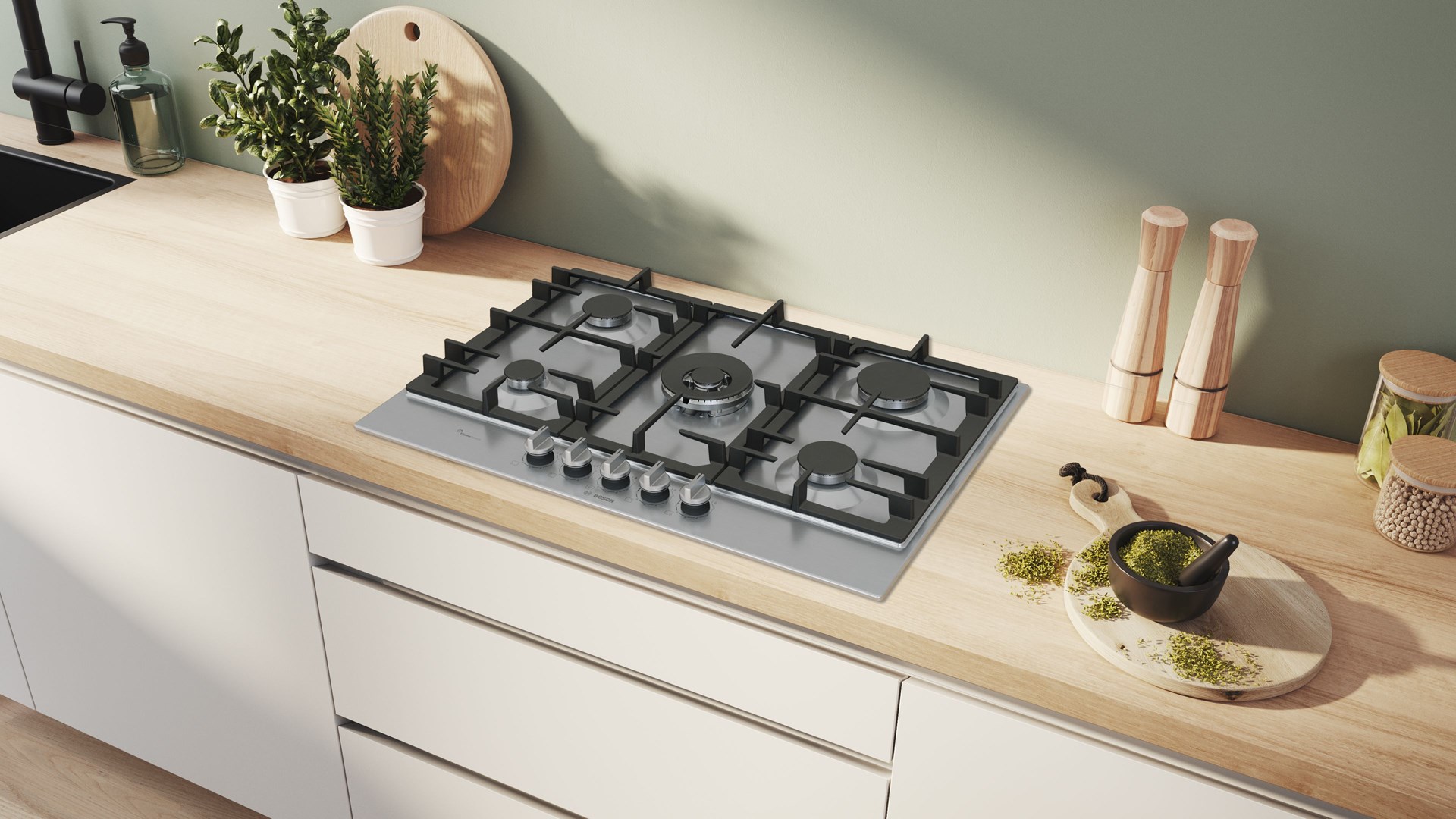 Bosch Serie 6 PCQ7A5I90 hob Stainless steel Built-in 75 cm Gas 5 zone(s) Bosch Serie 6 PCQ7A5I90 hob Stainless steel Built-in 75 cm Gas 5 zone(s)