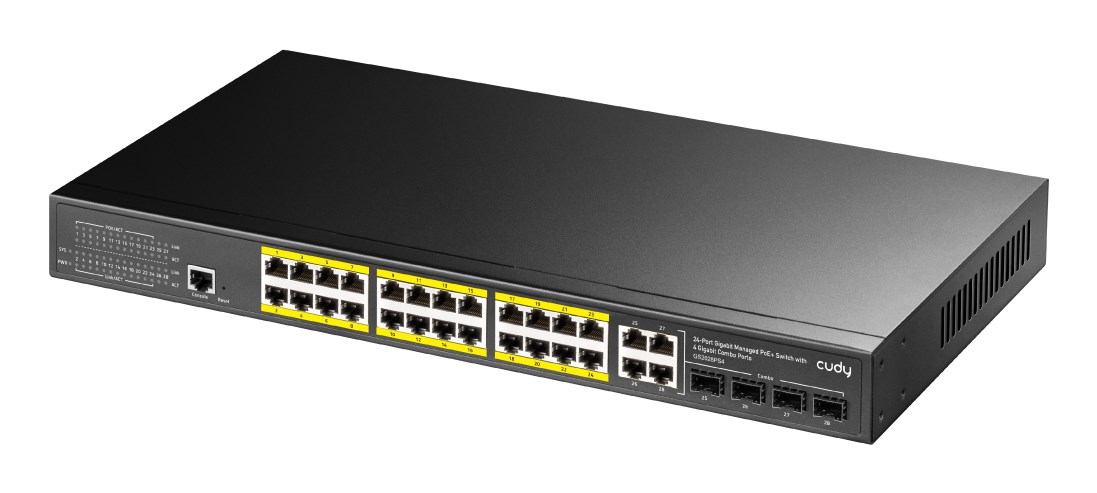 Cudy GS2028PS4 Managed L2 Gigabit Ethernet (10/100/1000) Power over Ethernet (PoE) 1U Black Cudy GS2028PS4 Managed L2 Gigabit Ethernet (10/100/1000) Power over Ethernet (PoE) 1U Black
