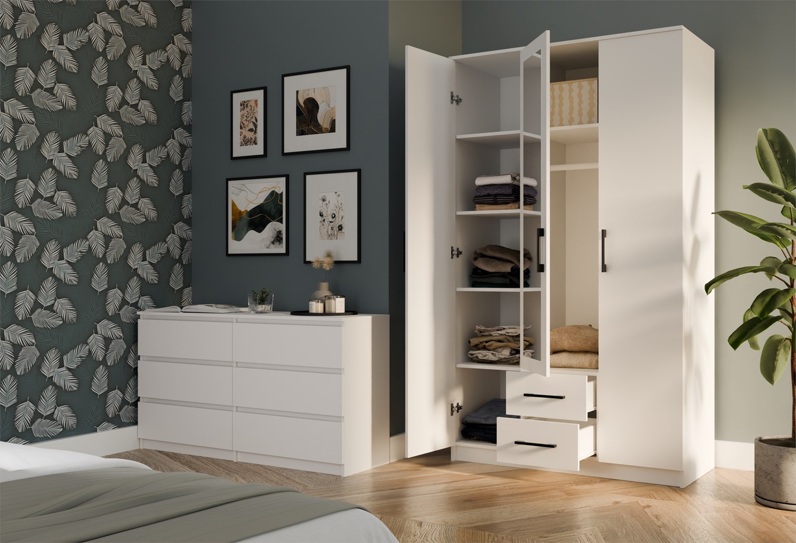 Topeshop ROMANA 120 BIEL bedroom wardrobe/closet 6 shelves 3 door(s) White Topeshop ROMANA 120 BIEL bedroom wardrobe/closet 6 shelves 3 door(s) White