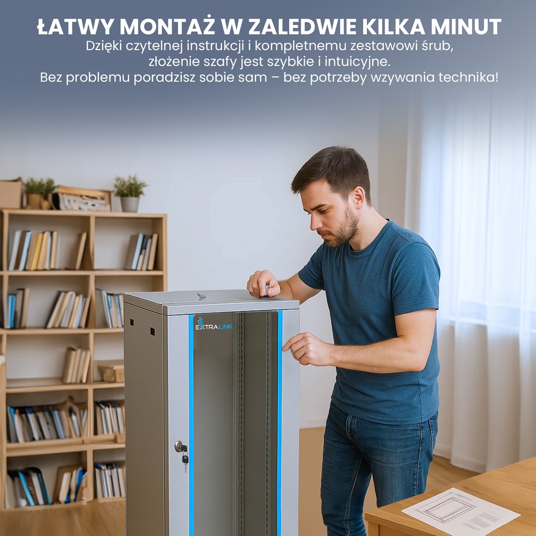 Extralink Rackmount cabinet 18U 600x450 Gray wall mounted Extralink Rackmount cabinet 18U 600x450 Gray wall mounted