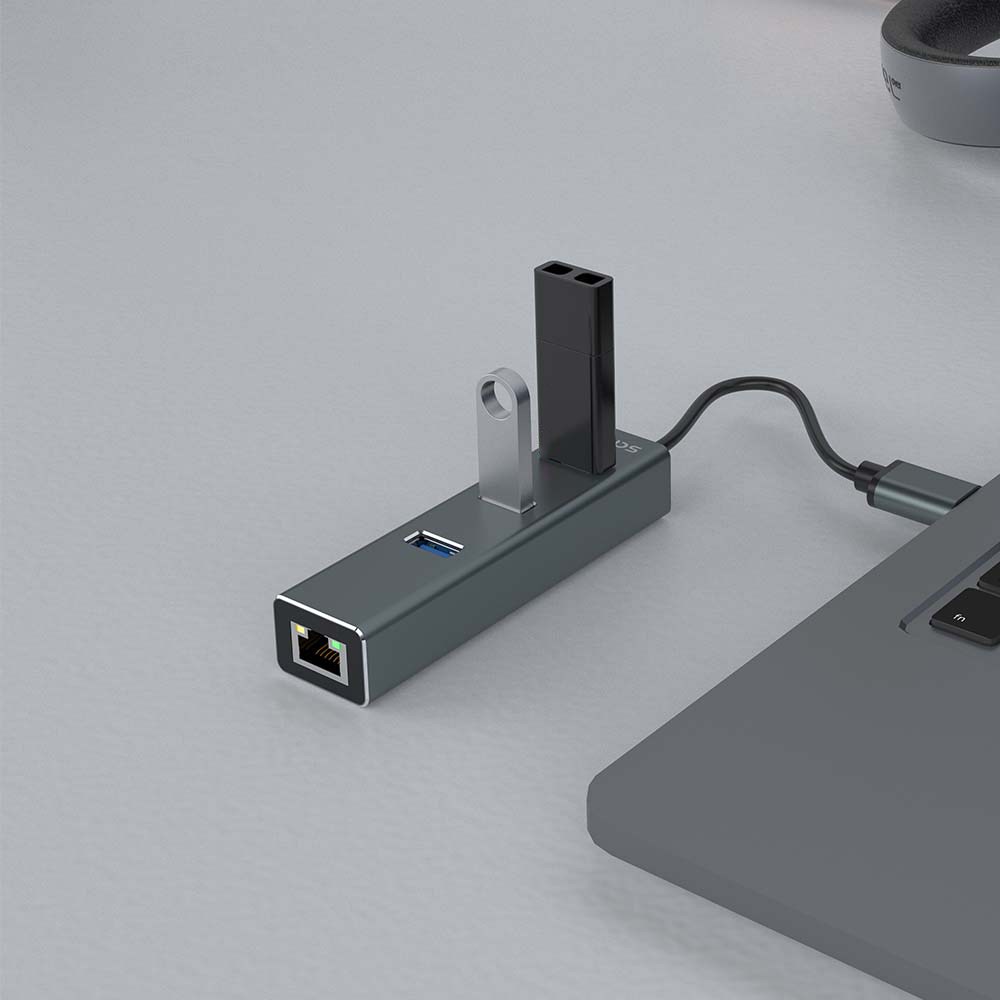 Savio AK-57 USB-A - 3 x USB-A HUB with RJ-45 Gigabit Ethernet adapter 5000 Mbit/s grey USB 3.2 Gen 1 (3.1 Gen 1) Micro-B 5000 Mbit/s Black Savio AK-57 USB-A - 3 x USB-A HUB with RJ-45 Gigabit Ethernet adapter 5000 Mbit/s grey USB 3.2 Gen 1 (3.1 Gen 1) Micro-B 5000 Mbit/s Black