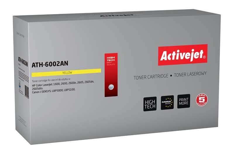 Activejet ATH-6002AN Toner (replacement for HP 124A Q6002A, Canon CRG-707Y; Premium; 2000 pages; yellow) Activejet ATH-6002AN Toner (replacement for HP 124A Q6002A, Canon CRG-707Y; Premium; 2000 pages; yellow)