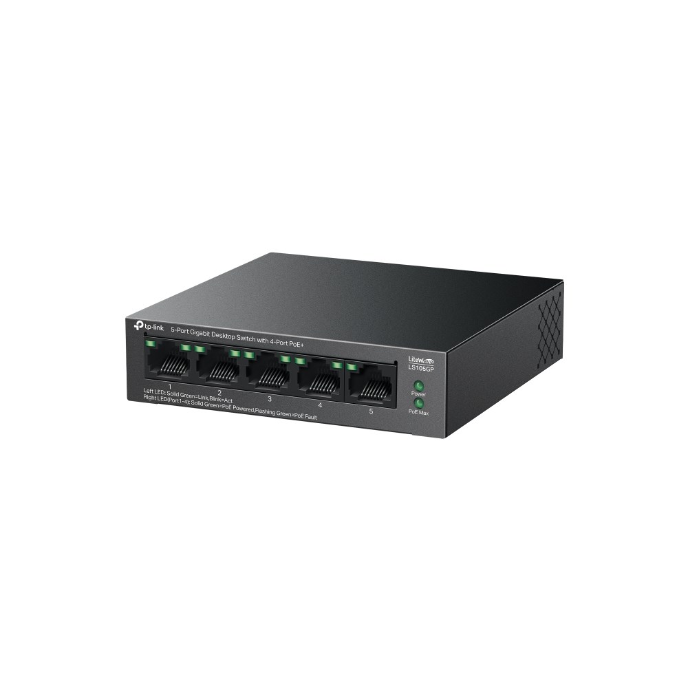 TP-Link LiteWave 5-Port Gigabit Desktop Switch with 4-Port PoE+ TP-Link LiteWave 5-Port Gigabit Desktop Switch with 4-Port PoE+