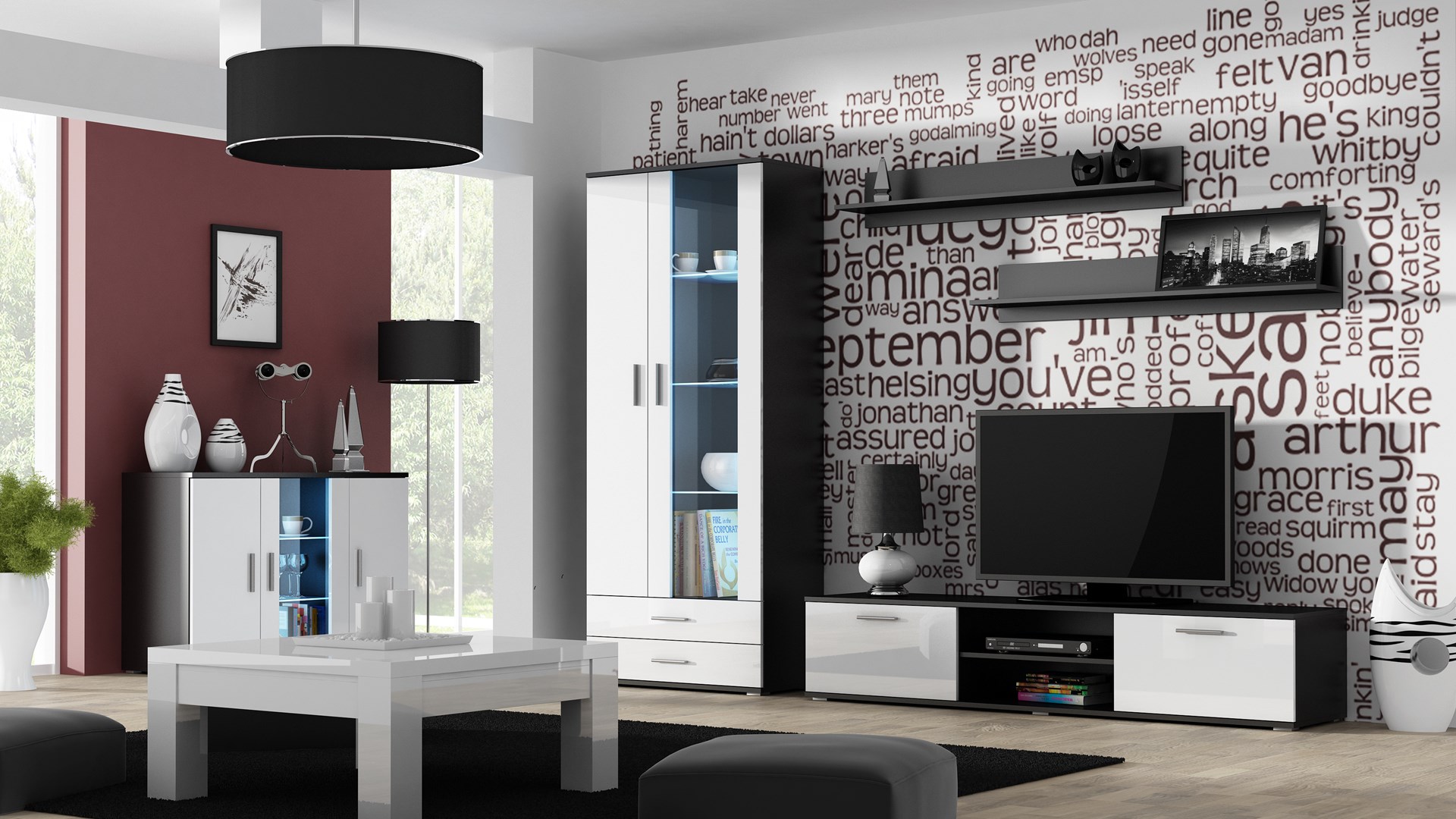 Cama TV stand SOHO 180 black/white gloss Cama TV stand SOHO 180 black/white gloss
