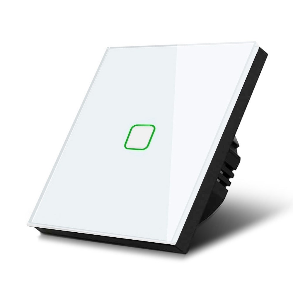 Maclean Energy MCE701W Touch light switch, single, glass, white with square button Maclean Energy MCE701W Touch light switch, single, glass, white with square button