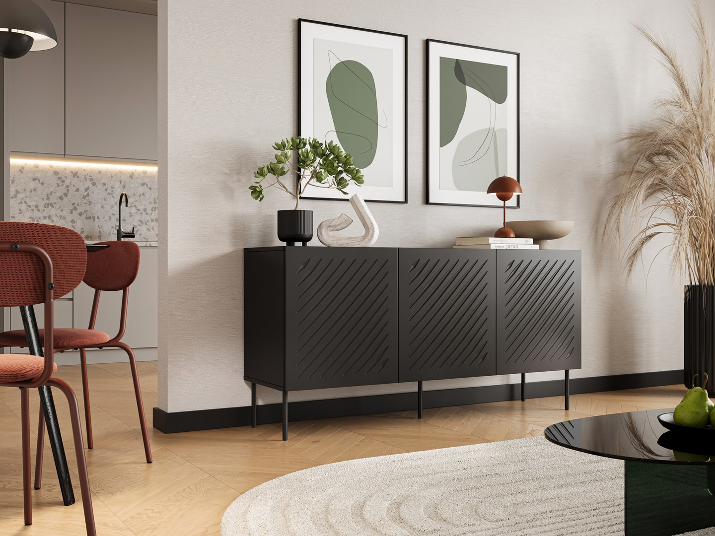 SIENA chest of drawers 150.5x40x75 matte black SIENA chest of drawers 150.5x40x75 matte black
