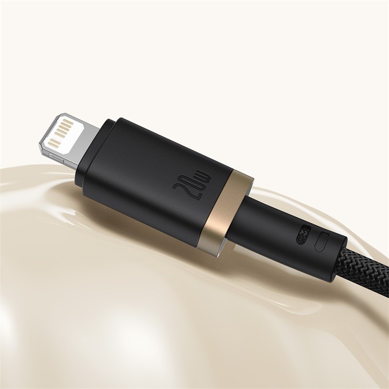 Baseus Dura USB-C - iP - USB-C to Lightning (7-pin) cable, 20 W, 2 m (black, gold) Baseus Dura USB-C - iP - USB-C to Lightning (7-pin) cable, 20 W, 2 m (black, gold)
