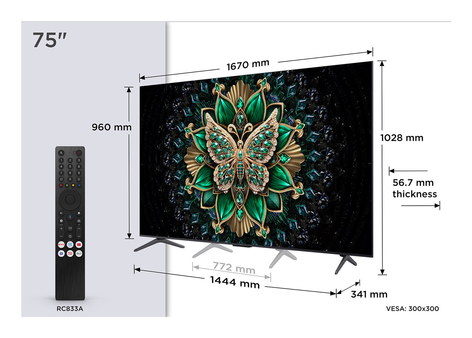 TCL C6K 75C6K TV 190.5 cm (75") 4K Ultra HD Smart TV Wi-Fi Metallic TCL C6K 75C6K TV 190.5 cm (75") 4K Ultra HD Smart TV Wi-Fi Metallic