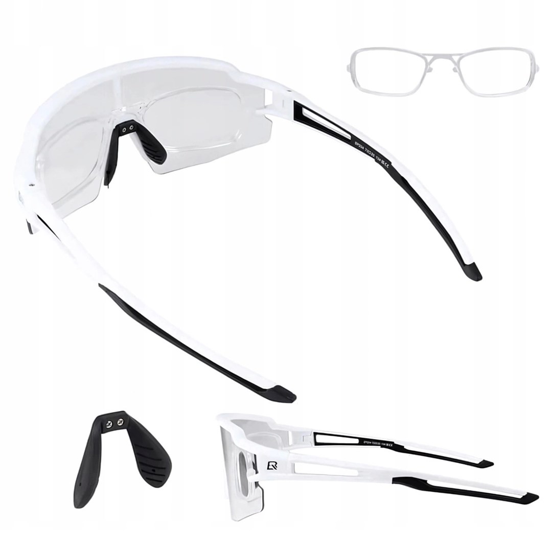 Photochromic cycling glasses with UV protection and corrective insert, Rockbros, white Photochromic cycling glasses with UV protection and corrective insert, Rockbros, white