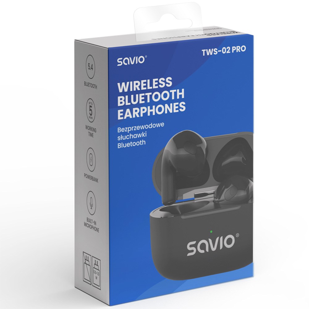 SAVIO TWS-02 PRO Wireless Headphones SAVIO TWS-02 PRO Wireless Headphones