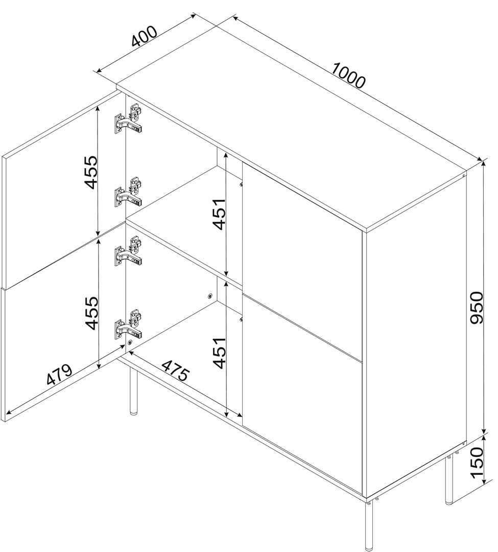 4D chest of drawers TRESSE 100x40x110 cashmere matt 4D chest of drawers TRESSE 100x40x110 cashmere matt