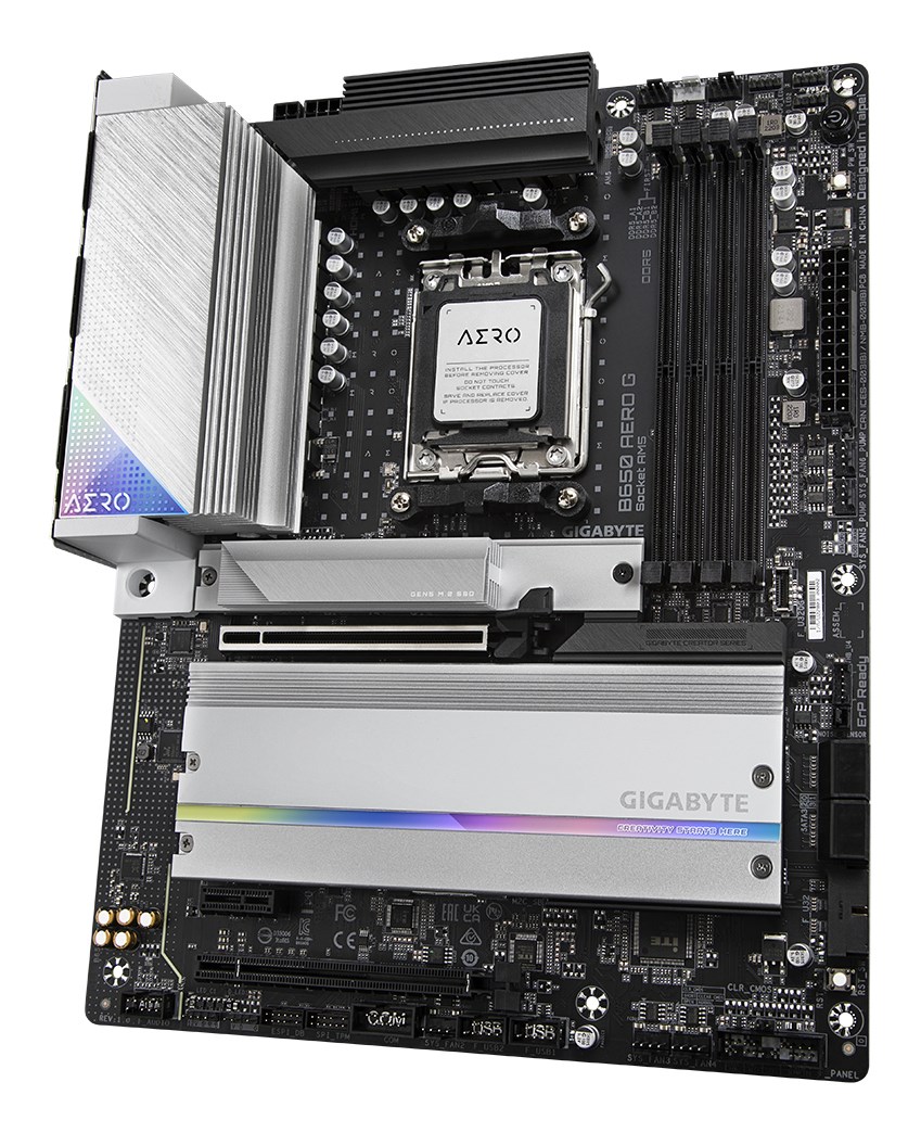 GIGABYTE B650 AERO G Motherboard - AMD Ryzen 9000 Series CPUs, up to 8000MHz DDR5 (OC), 1xPCIe 5.0 + 2xPCIe 4.0 M.2, 2.5GbE LAN, WIFI 6E, USB 3.2 Gen 2 GIGABYTE B650 AERO G Motherboard - AMD Ryzen 9000 Series CPUs, up to 8000MHz DDR5 (OC), 1xPCIe 5.0 + 2xPCIe 4.0 M.2, 2.5GbE LAN, WIFI 6E, USB 3.2 Gen 2