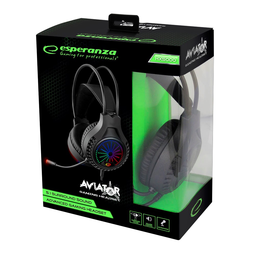 Esperanza EGH5000 Headphones with microphone Headband Black Esperanza EGH5000 Headphones with microphone Headband Black