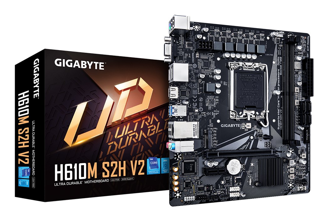 GIGABYTE H610M S2H V2 Motherboard - Supports Intel Core 14th CPUs, 4+1+1 Hybrid Phases Digital VRM, up to 5600MHz DDR5, 1xPCIe 3.0 M.2, GbE LAN, USB 3.2 Gen 1 GIGABYTE H610M S2H V2 Motherboard - Supports Intel Core 14th CPUs, 4+1+1 Hybrid Phases Digital VRM, up to 5600MHz DDR5, 1xPCIe 3.0 M.2, GbE LAN, USB 3.2 Gen 1