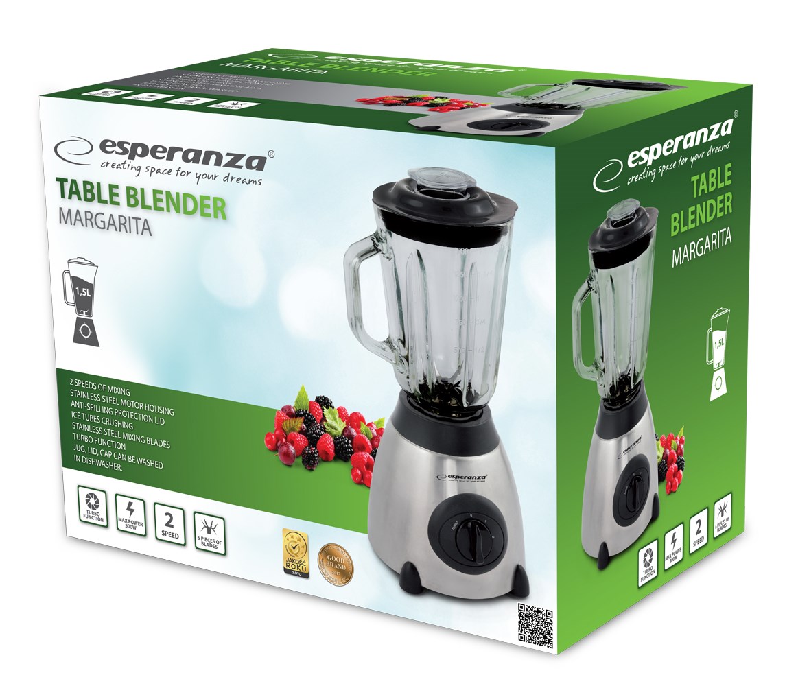Esperanza EKM020 Blender 500W 1.5L Inox / Black Esperanza EKM020 Blender 500W 1.5L Inox / Black