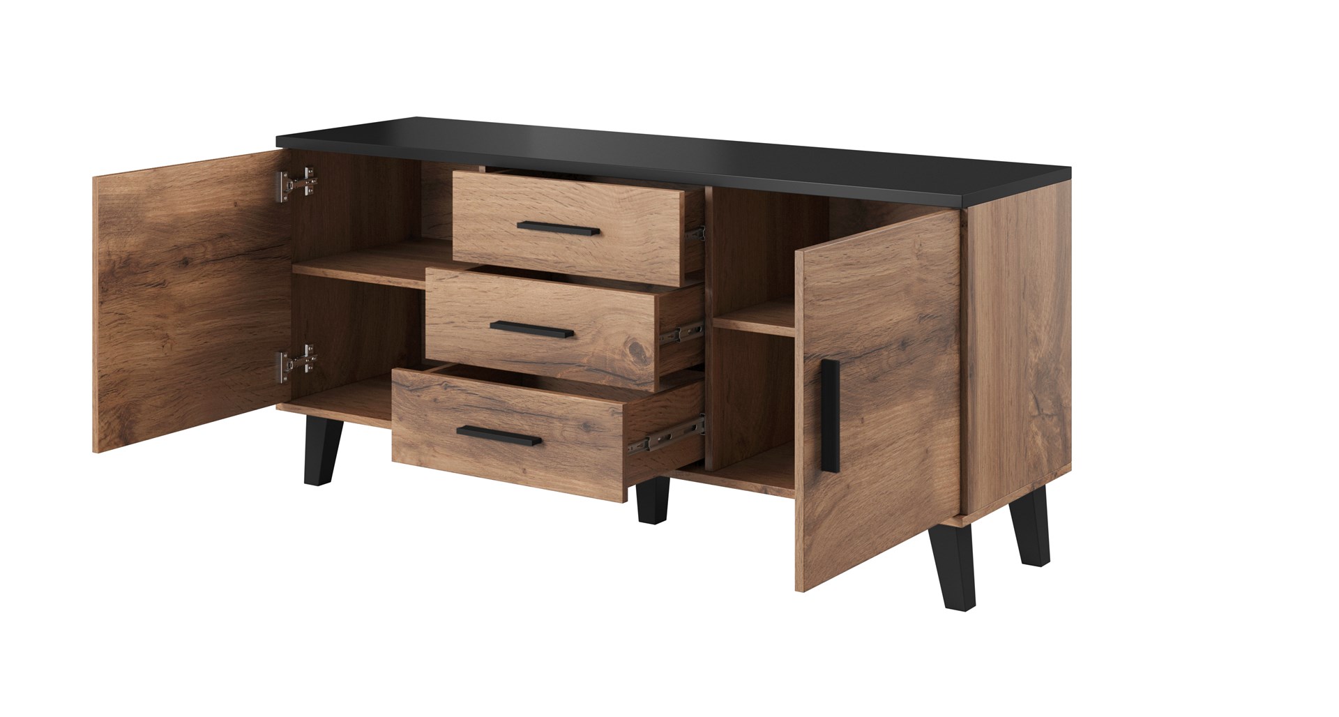 Cama sideboard LOTTA 150 2D3S wotan oak + mat black Cama sideboard LOTTA 150 2D3S wotan oak + mat black
