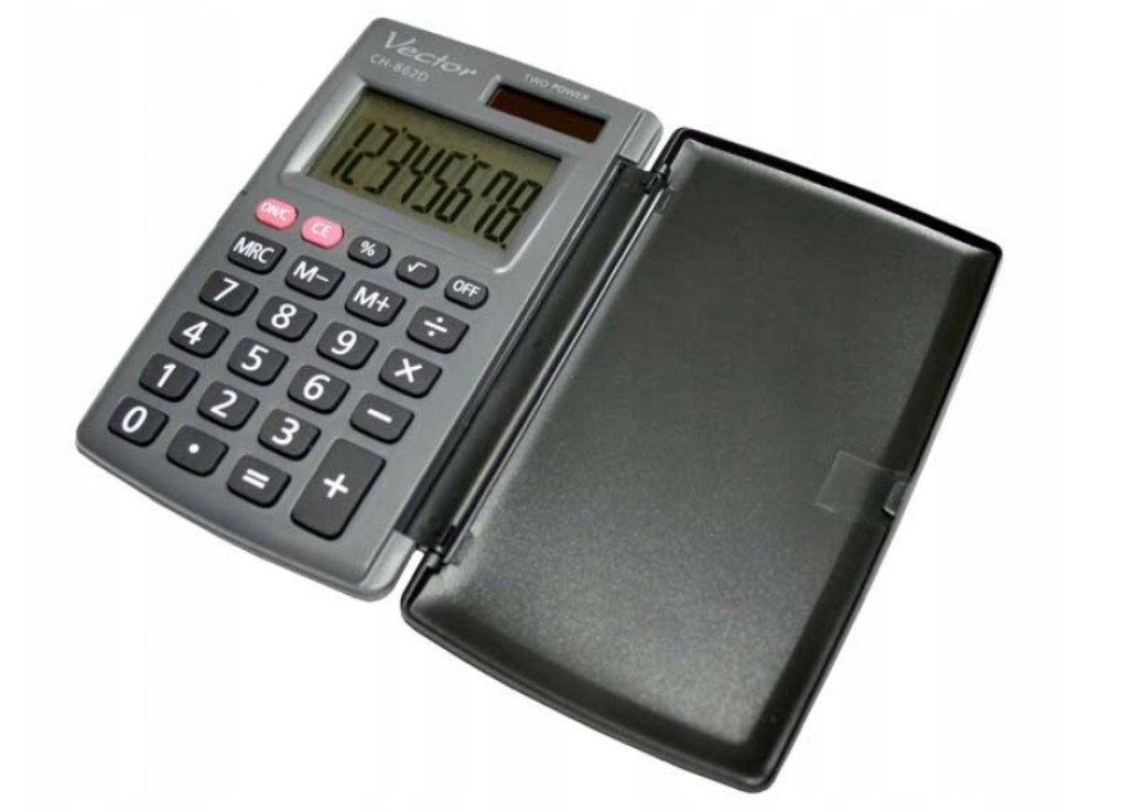 Vector KAV CH-862D pocket calculator with cover, grey Vector KAV CH-862D pocket calculator with cover, grey