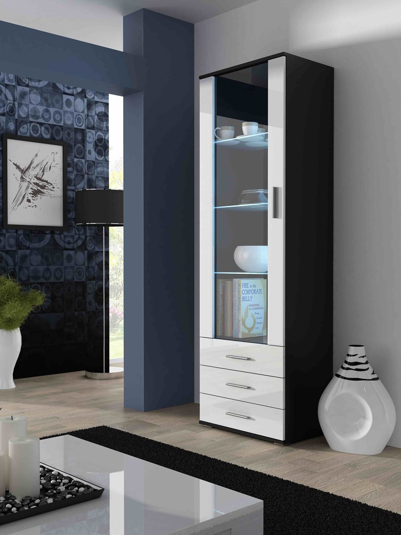 SOHO 1 furniture set (TV180 cabinet + S1 cabinet + shelves) Black / White Gloss SOHO 1 furniture set (TV180 cabinet + S1 cabinet + shelves) Black / White Gloss